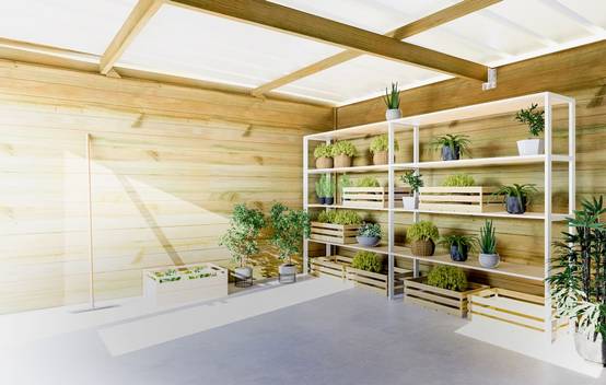 Sans Marque - ABRI DE JARDIN bois autoclave 27mm - 6,94x3,44m / 24m2 - Bac acier - Plancher bois - Image 3
