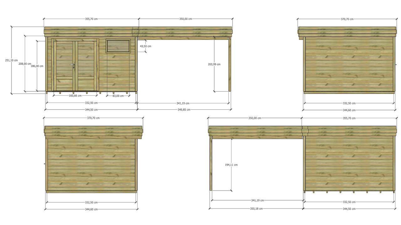 Sans Marque - ABRI DE JARDIN bois  autoclave 27mm - 6,94x3,44m / 24m2 - Bac acier - Plancher bois - Imagen 4