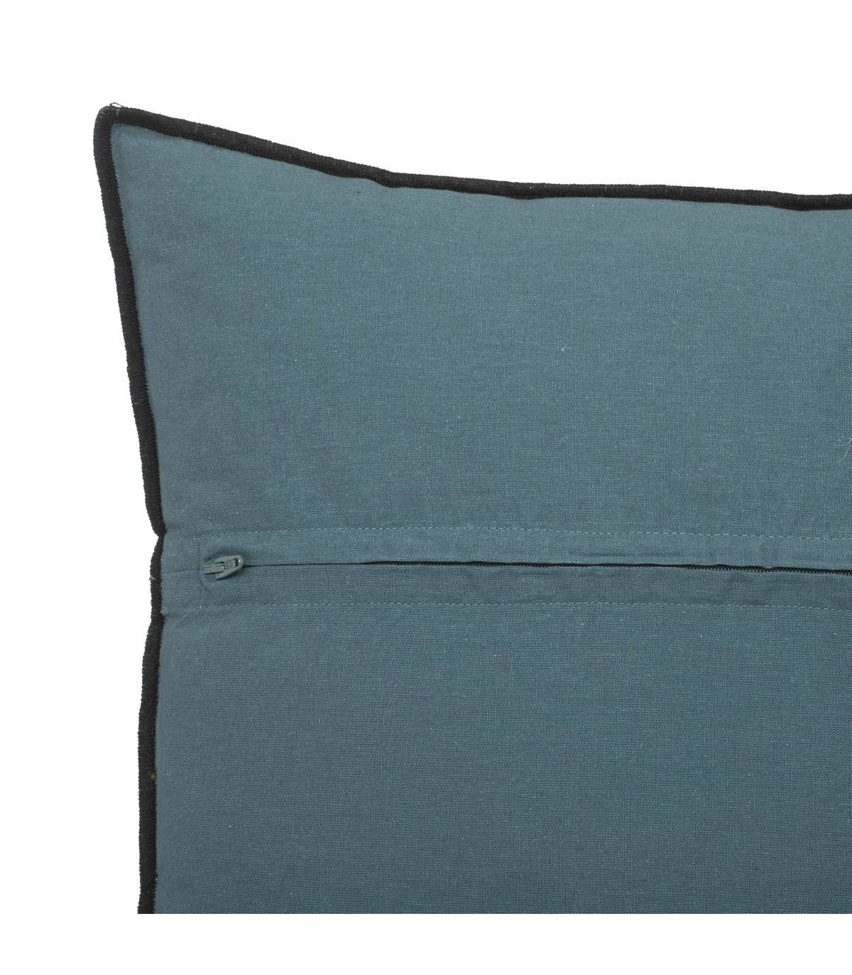 Coussin décoratif déhoussable en Lin et Coton Bleu Canard 45 x 45 cm - Imagen 2