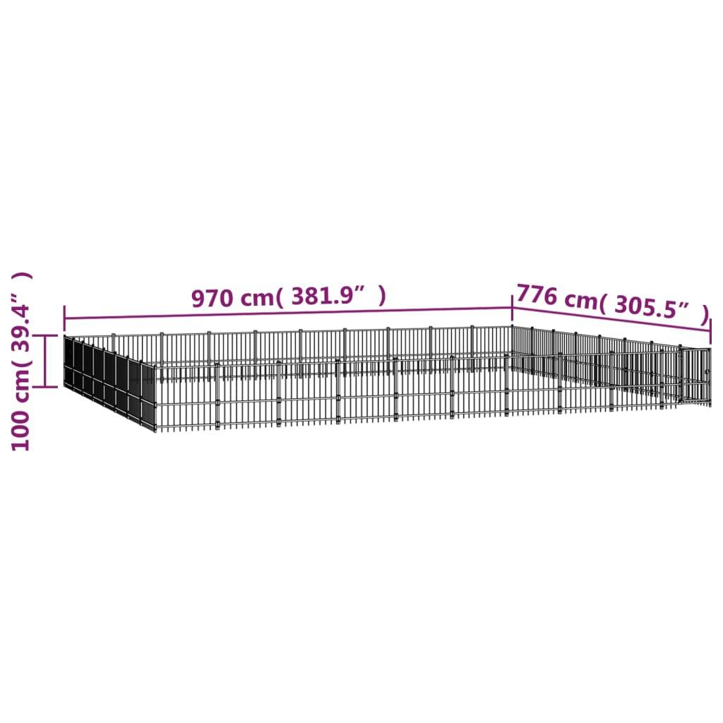 Vidaxl - Chenil d'extérieur pour chiens Acier 75,27 m² vidaXL 3124658 - Imagen 3