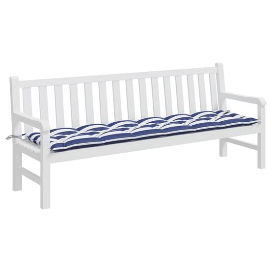 Coussin d'extérieur | Coussin de banc de jardin rayures bleues et blanches 200x50x7cm Maison Chic - Image 3