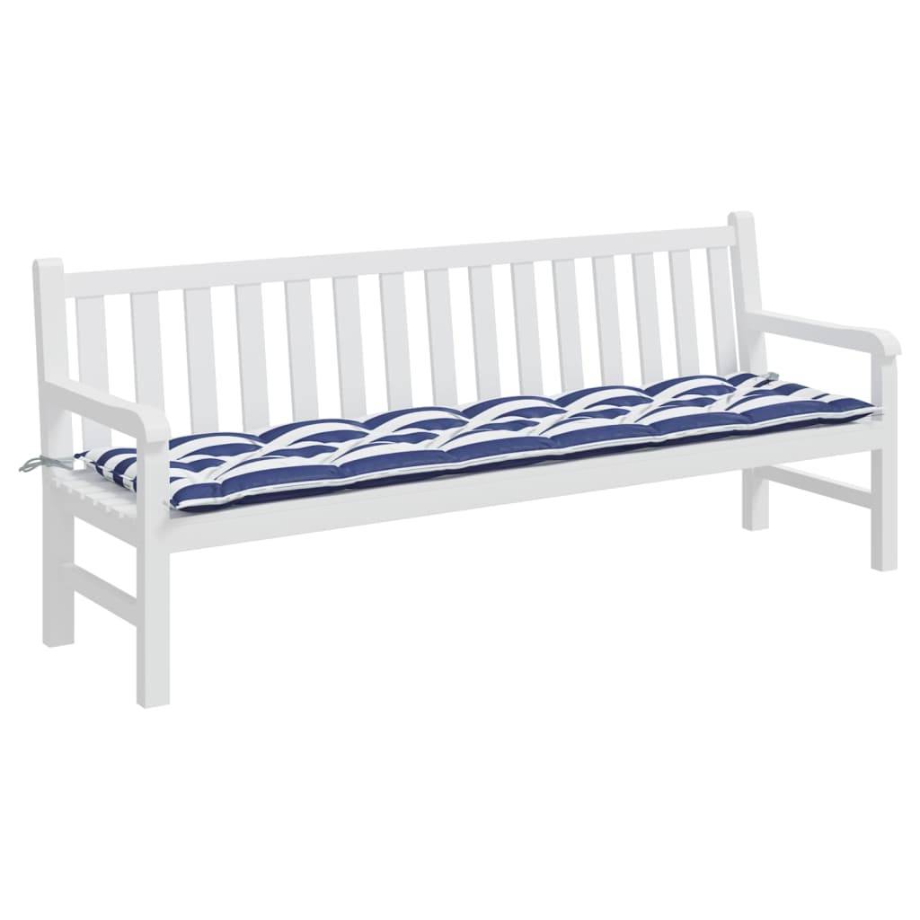 Coussin d'extérieur | Coussin de banc de jardin rayures bleues et blanches 200x50x7cm Maison Chic - Image 3