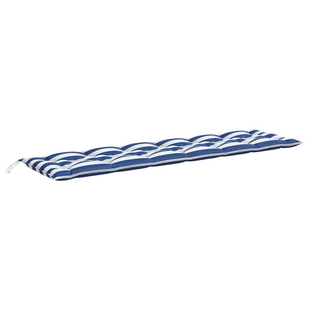 Coussin d'extérieur | Coussin de banc de jardin rayures bleues et blanches 200x50x7cm Maison Chic - Image 1