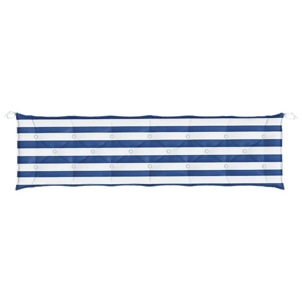 Coussin d'extérieur | Coussin de banc de jardin rayures bleues et blanches 200x50x7cm Maison Chic - Image 4
