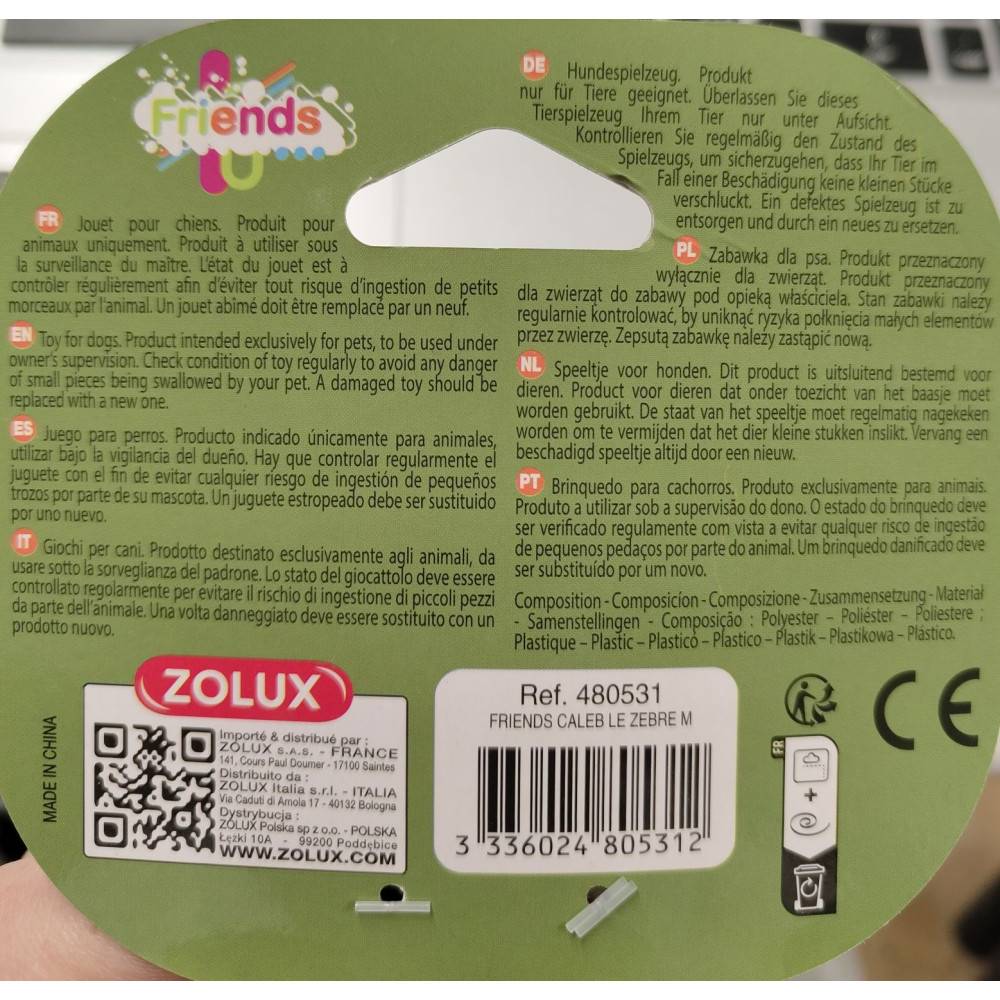 Zolux - Cebra Caleb M Juguete sonoro para perros de tamaño mediano - Imagen 5