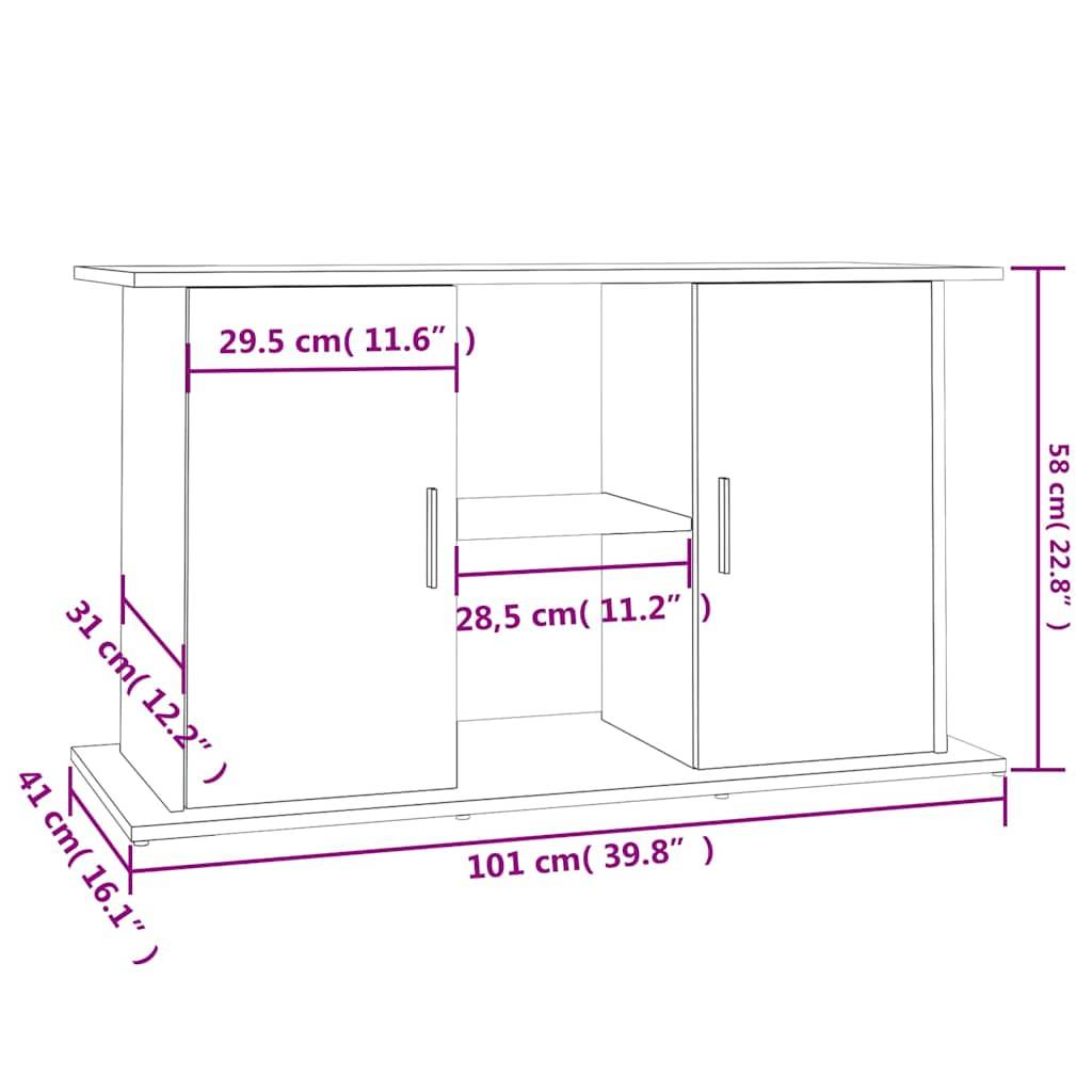Meuble Aquarium Bois d'ingénierie Rangement pour Aquariophilie Chêne Sonoma 101 cm - ComfortXL Outdoor Living - Image 5