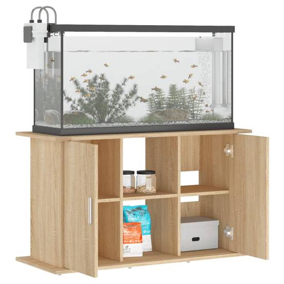 Meuble Aquarium Bois d'ingénierie Rangement pour Aquariophilie Chêne Sonoma 101 cm - ComfortXL Outdoor Living - Image 4