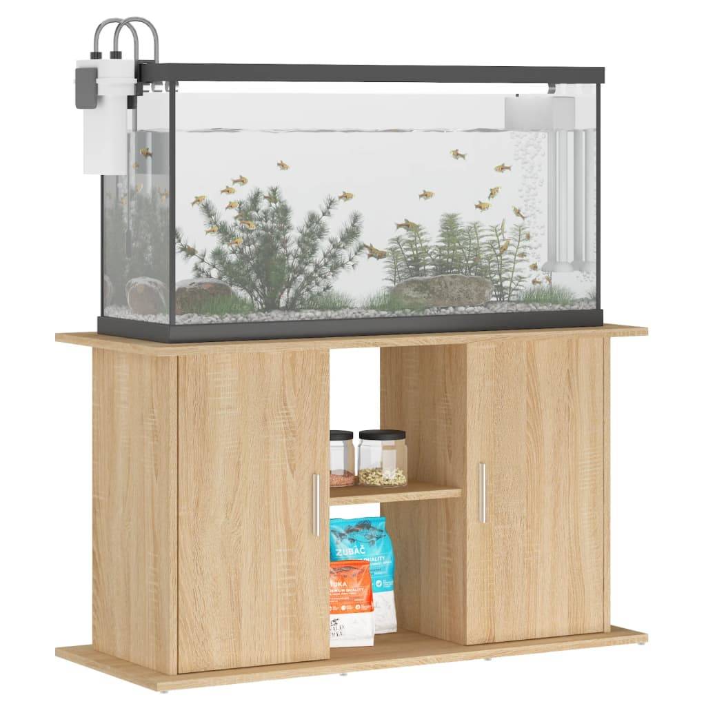 Meuble Aquarium Bois d'ingénierie Rangement pour Aquariophilie Chêne Sonoma 101 cm - ComfortXL Outdoor Living - Image 3