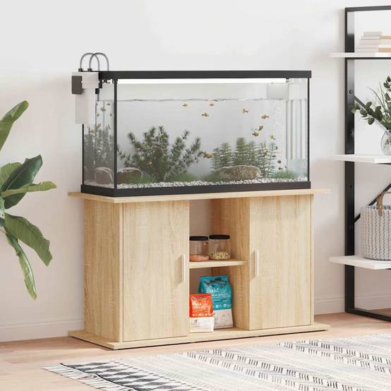 Meuble Aquarium Bois d'ingénierie Rangement pour Aquariophilie Chêne Sonoma 101 cm - ComfortXL Outdoor Living - Image 1