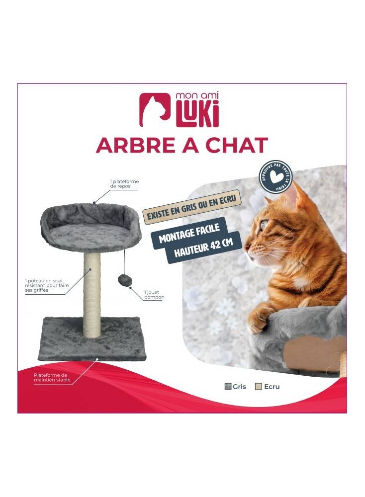 Arbre a chat avec assise Anthracyte taille 34x34x42CM - Mon Ami Luki - Image 2