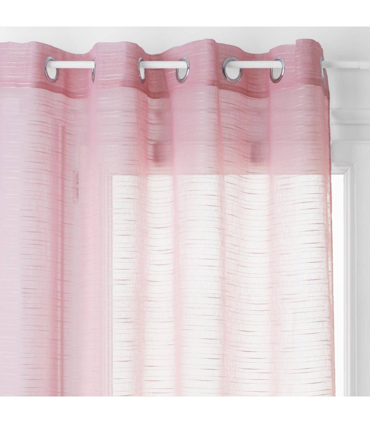 Voilage à œillets Rose texturé 140 x 240 cm - Imagen 1