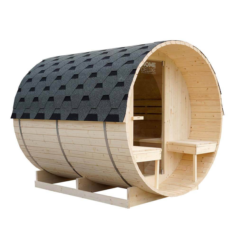 Home Deluxe - Sauna tonneau extérieur HOME DELUXE LAHTI DELUXE L - 195 x 220 cm pour 4 personnes - Image 1
