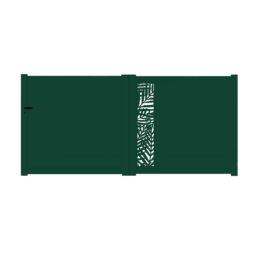 Portail Packit - Portail alu coulissant découpe laser en kit dim. L.3000 (entre piliers) X H.1500 mm  Vert (RAL 6005)