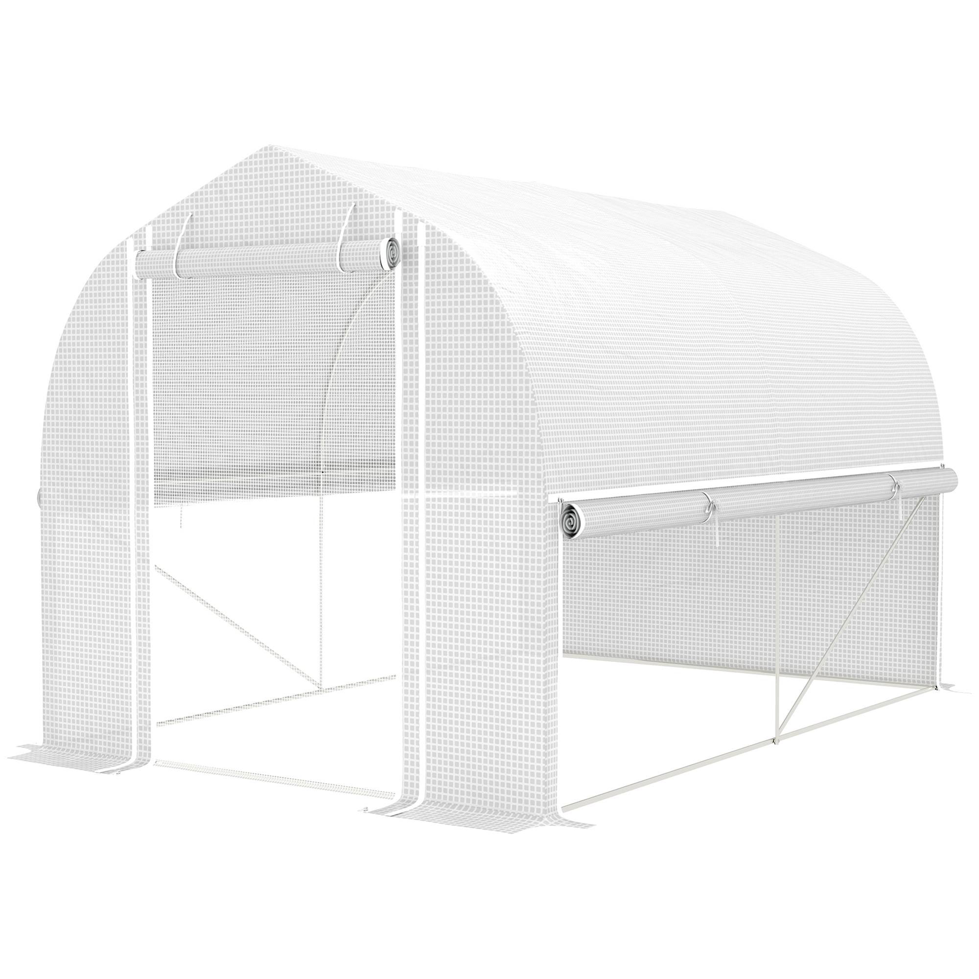 Polytunnel 3 x 2 x 2 m, parois latérales enroulables, bâche UV, cadre acier, Blanc - Image 2