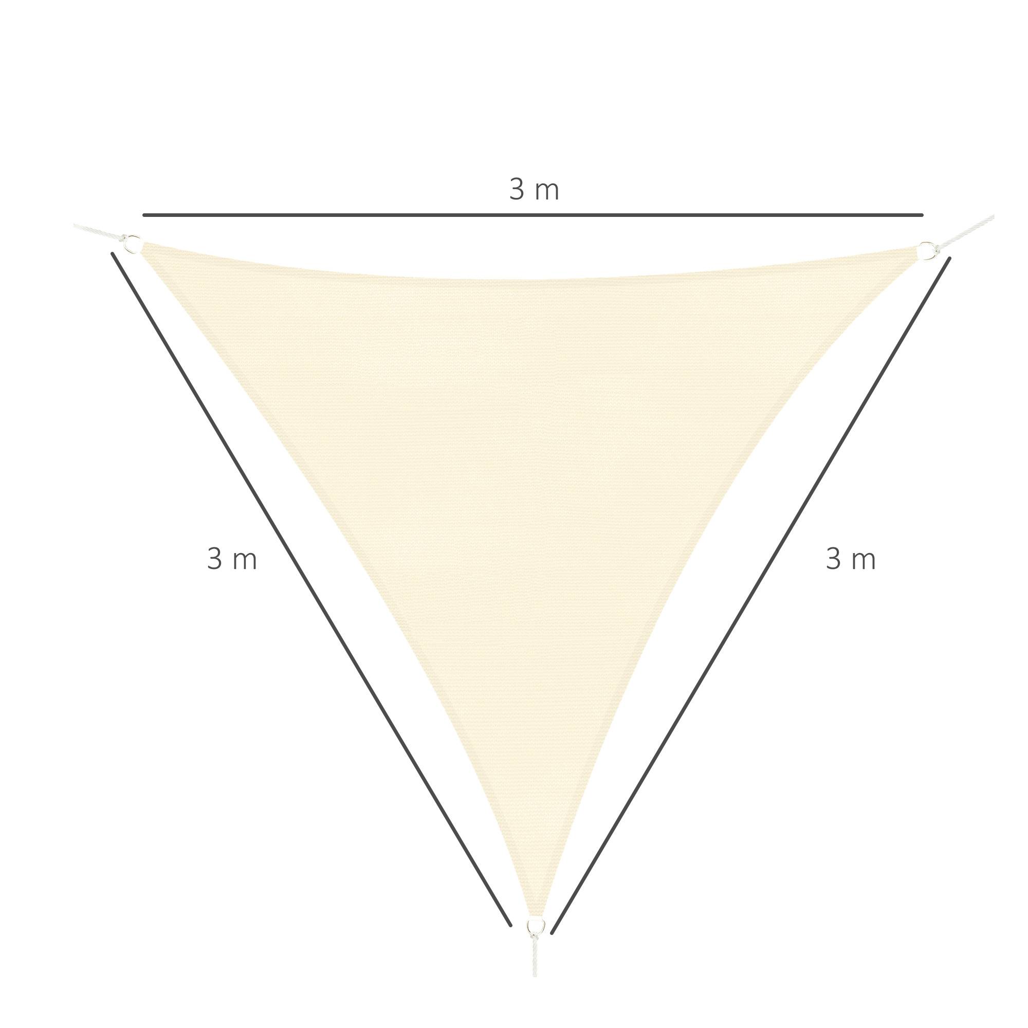 Voile d'ombrage triangulaire PEHD 3x3x3 m haute densité anti-UV protection solaire jardin terrasse balcon blanc crème ivoire - Image 5