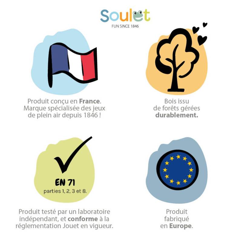 Soulet - Portique en bois carré 3 agrès avec face à face GAUTIER - Imagen 10