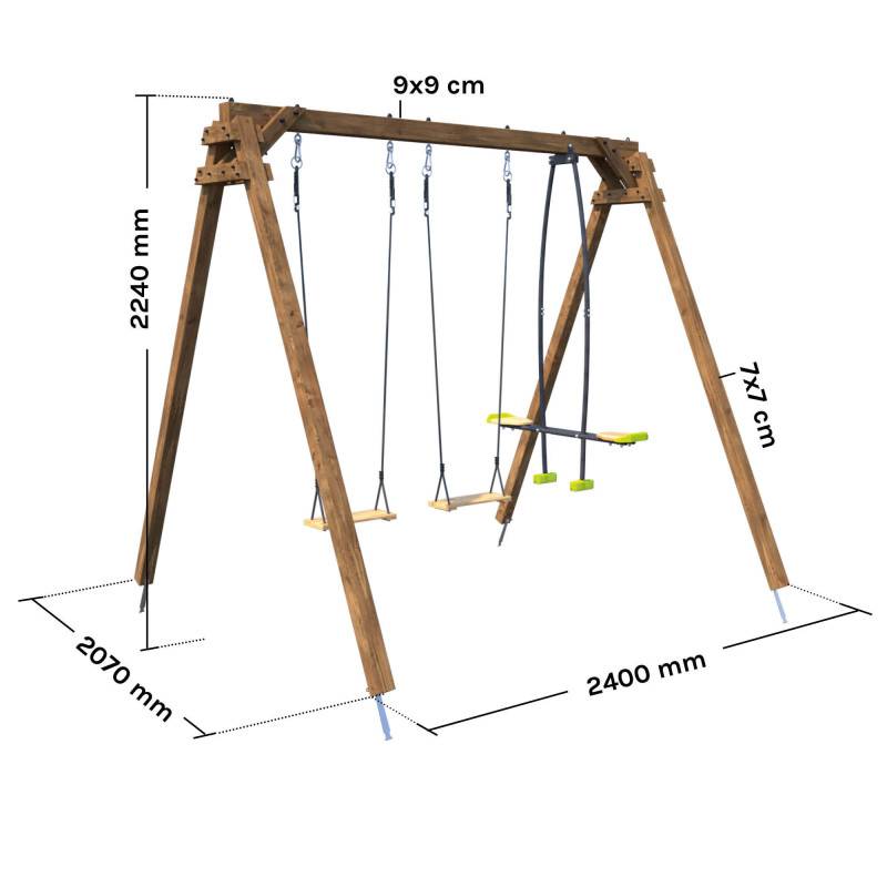 Soulet - Portique en bois carré 3 agrès avec face à face GAUTIER - Imagen 4