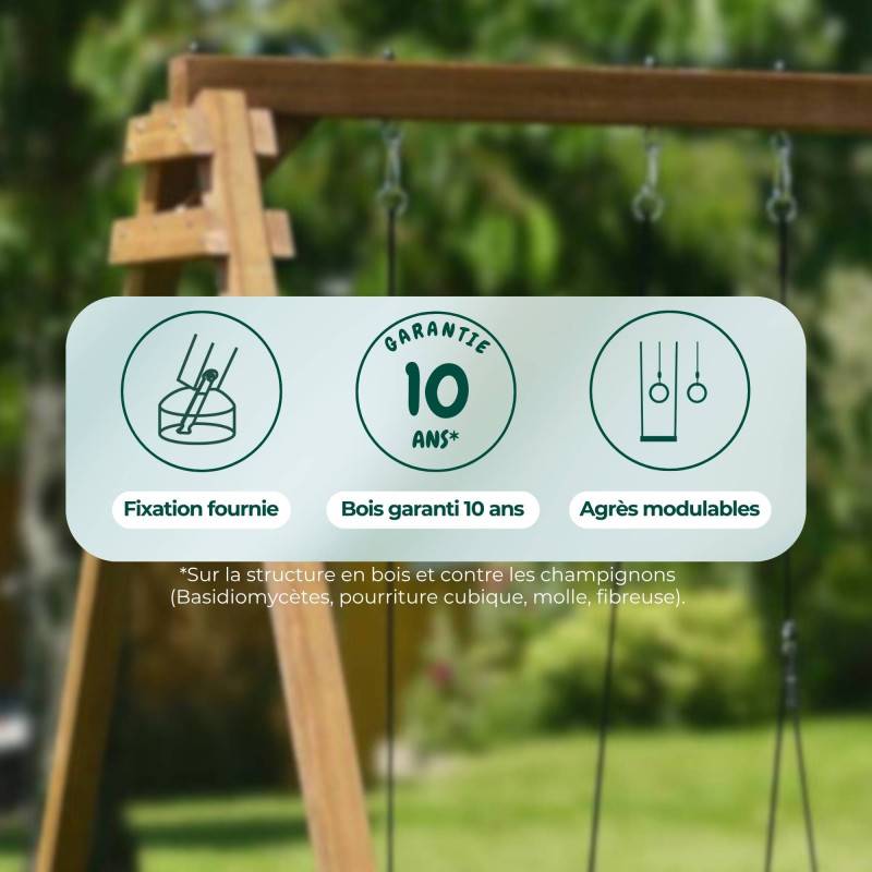 Soulet - Portique en bois carré 3 agrès avec face à face GAUTIER - Imagen 6