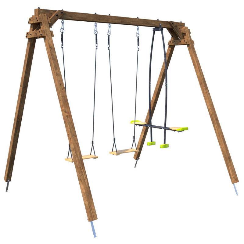 Soulet - Portique en bois carré 3 agrès avec face à face GAUTIER - Imagen 1