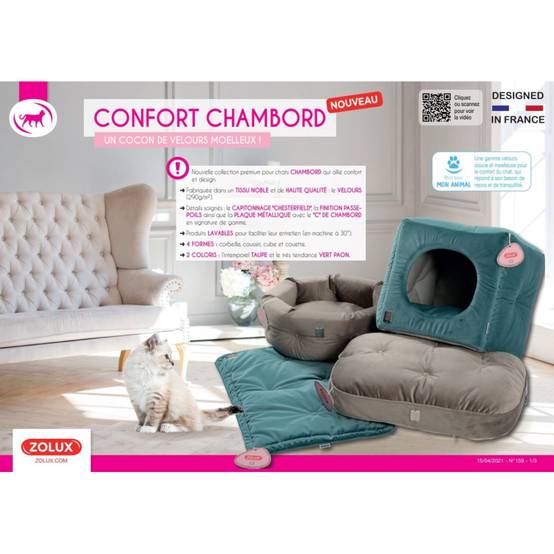 Zolux - Corbeille Chesterfield Chambord Taupe. ø 41 cm. pour chats. - Imagen 6