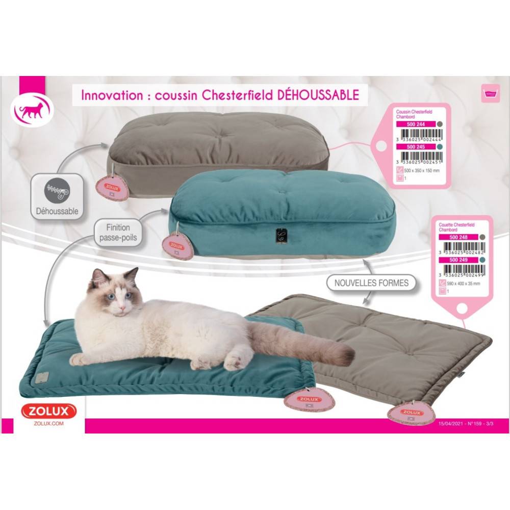 Zolux - Corbeille Chesterfield Chambord Taupe. ø 41 cm. pour chats. - Imagen 8