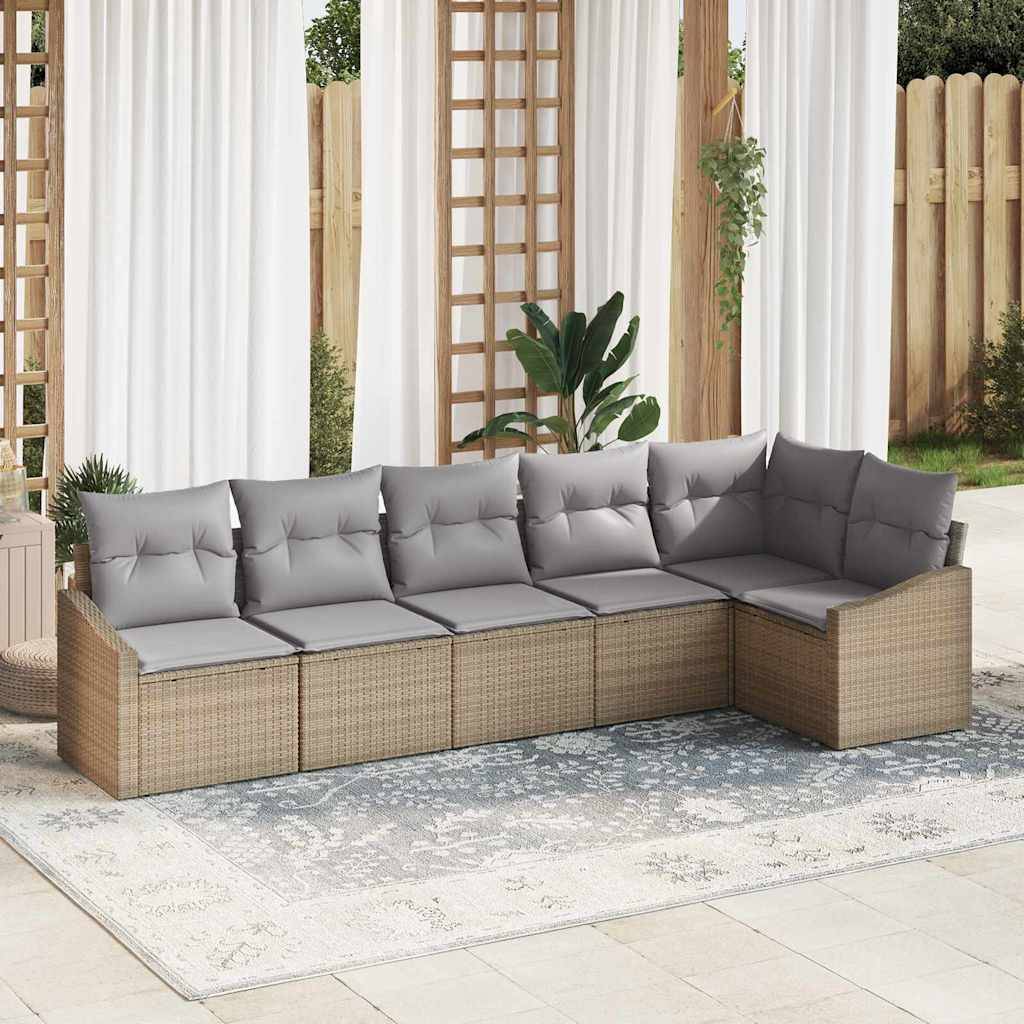 ComfortXL - Salon de Jardin 6 Places Résine Tressée Beige avec Rangement et Table Réglable en Hauteur – ComfortXL Outdoor Living - Image 1