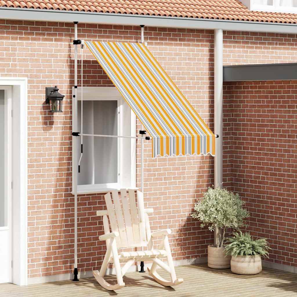 ComfortXL - Store de Balcon sans Perçage Manuel Polyester Anti-UV pour Fenêtre Rayé Jaune Bleu 100x120 cm – ComfortXL Outdoor Living