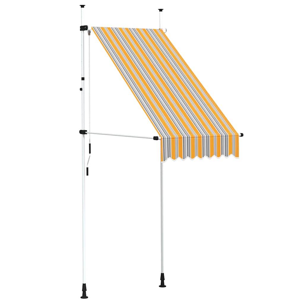 ComfortXL - Store de Balcon sans Perçage Manuel Polyester Anti-UV pour Fenêtre Rayé Jaune Bleu 100x120 cm – ComfortXL Outdoor Living - Image 2