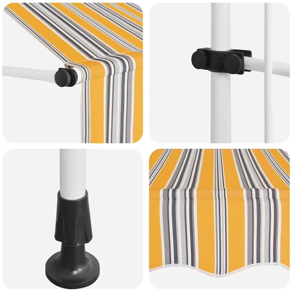 ComfortXL - Store de Balcon sans Perçage Manuel Polyester Anti-UV pour Fenêtre Rayé Jaune Bleu 100x120 cm – ComfortXL Outdoor Living - Image 7