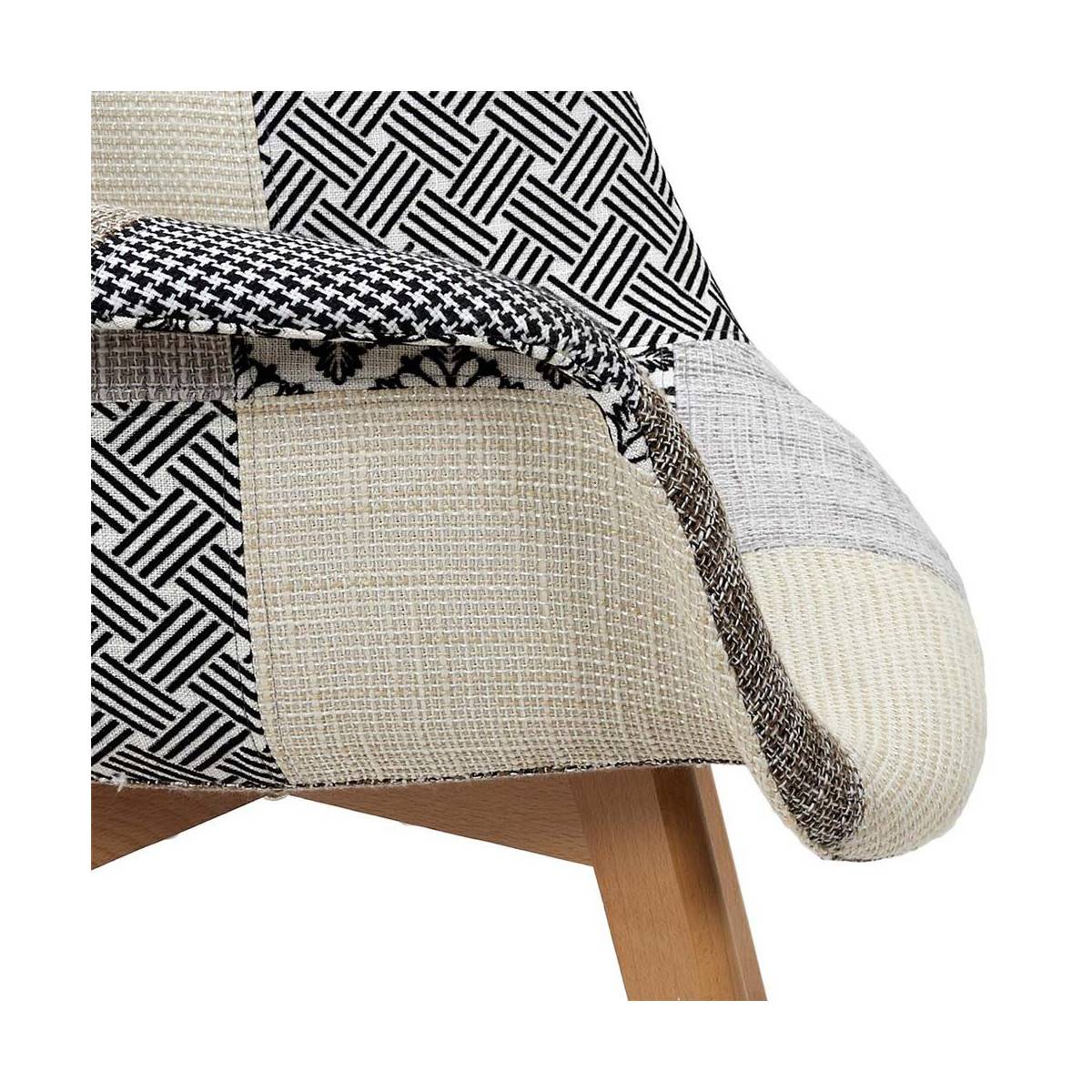 The Home Deco Factory - Fauteuil scandinave Patchwork (Lot de 2) Gris - Image 5