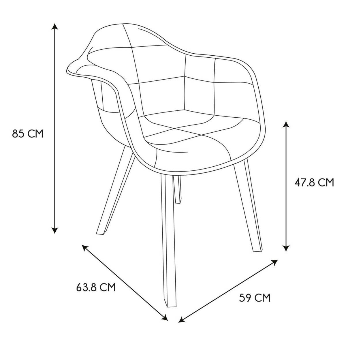 The Home Deco Factory - Fauteuil scandinave Patchwork (Lot de 2) Gris - Image 6
