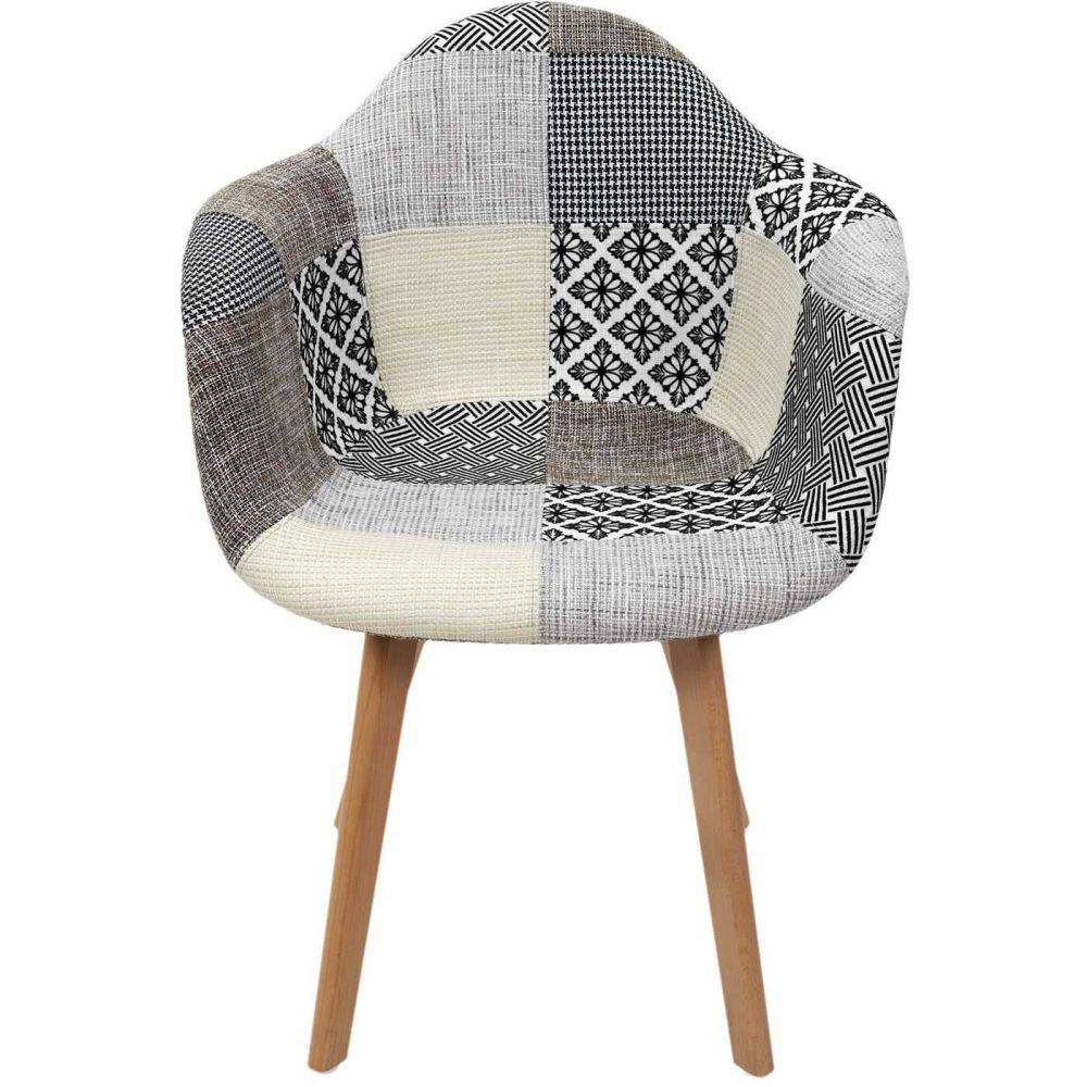 The Home Deco Factory - Fauteuil scandinave Patchwork (Lot de 2) Gris - Image 4