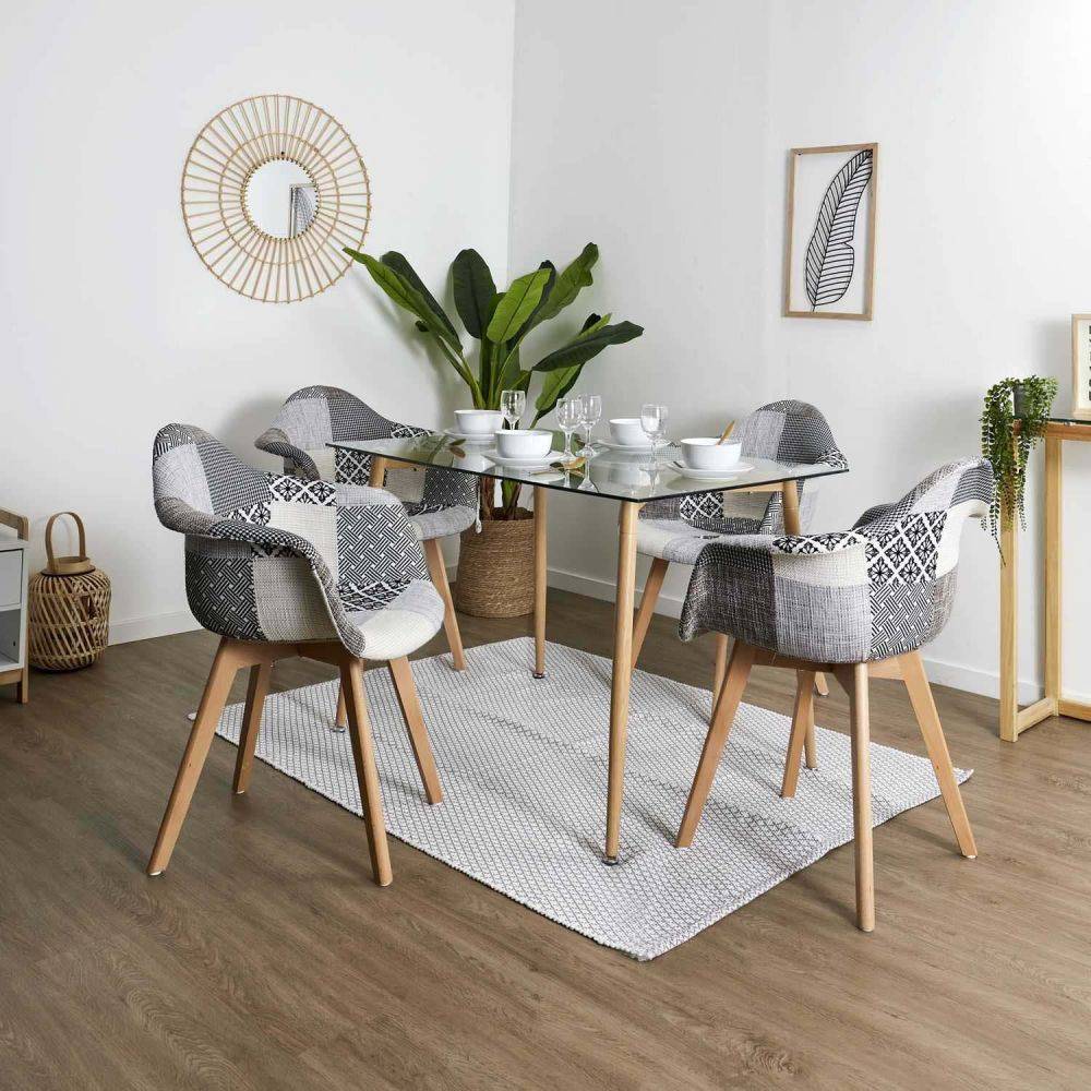 The Home Deco Factory - Fauteuil scandinave Patchwork (Lot de 2) Gris - Image 2