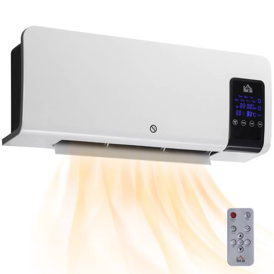 Radiateur soufflant mural chauffage céramique PTC - 1000 W / 2000 W oscillation minuterie avec télécommande blanc - Image 1