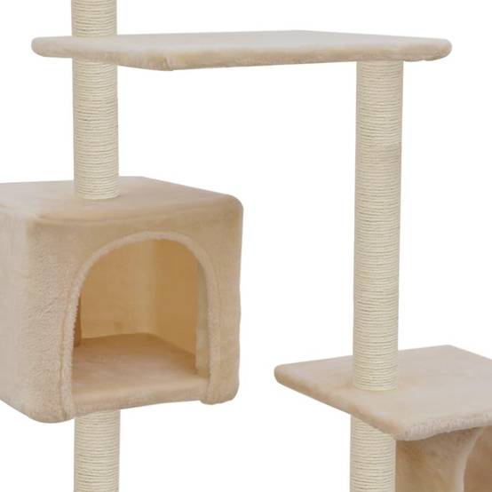 Helloshop26 - Arbre à chat griffoir grattoir niche jouet animaux peluché en sisal 260 cm beige - Imagen 4