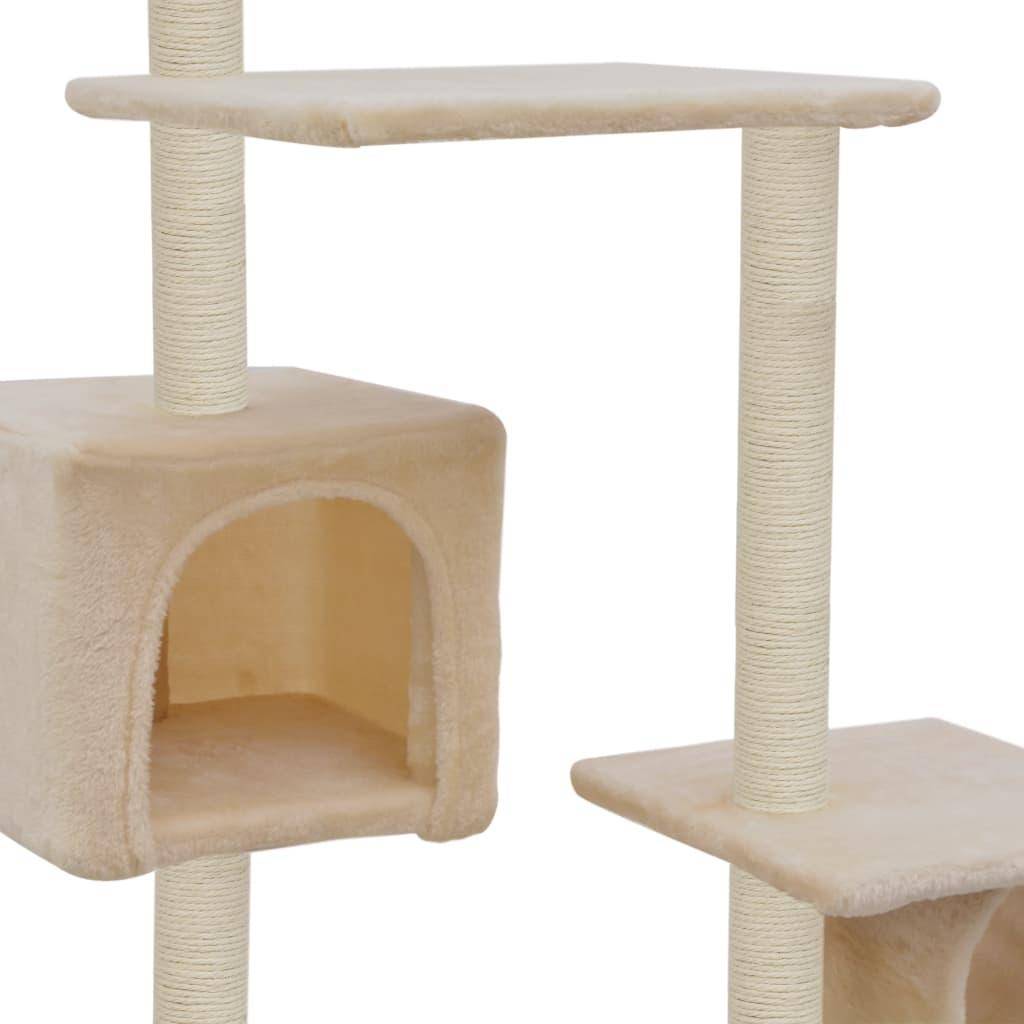 Helloshop26 - Arbre à chat griffoir grattoir niche jouet animaux peluché en sisal 260 cm beige - Imagen 4