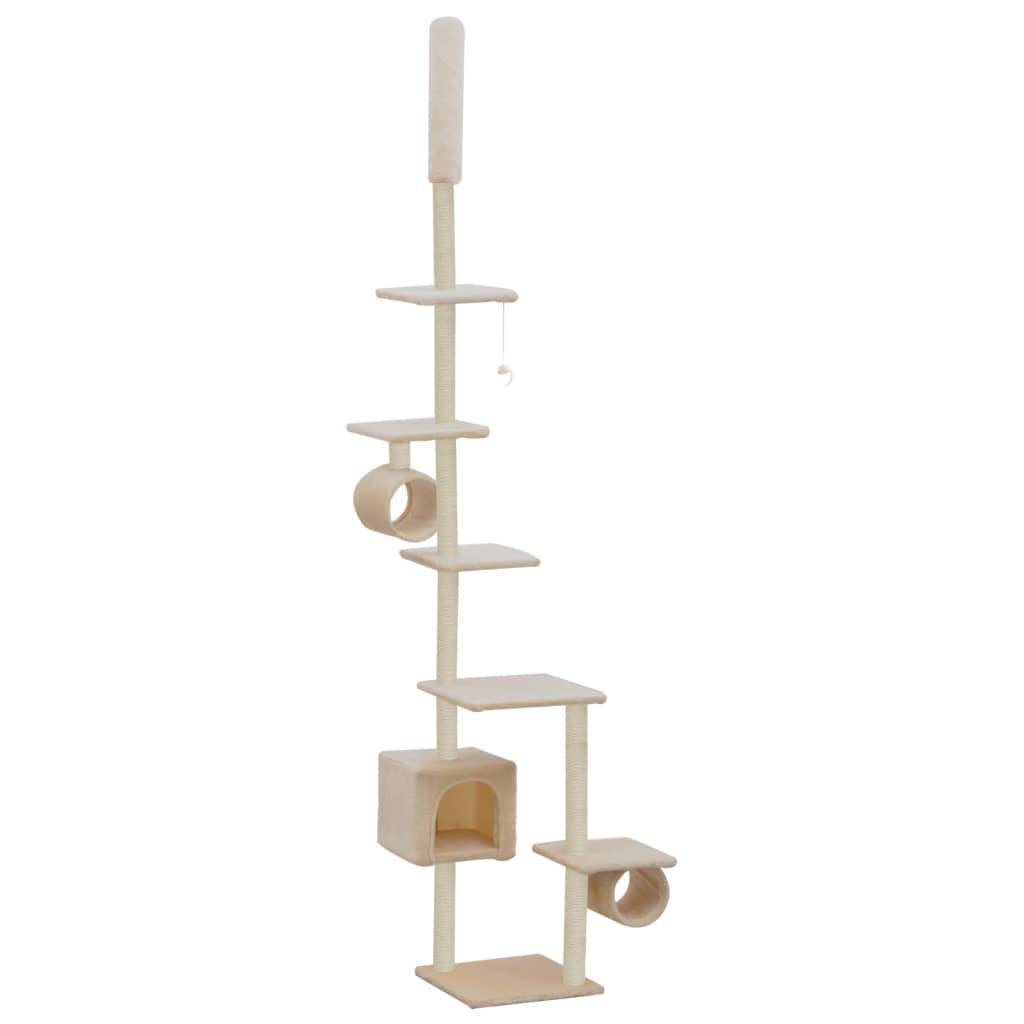 Helloshop26 - Arbre à chat griffoir grattoir niche jouet animaux peluché en sisal 260 cm beige - Imagen 2