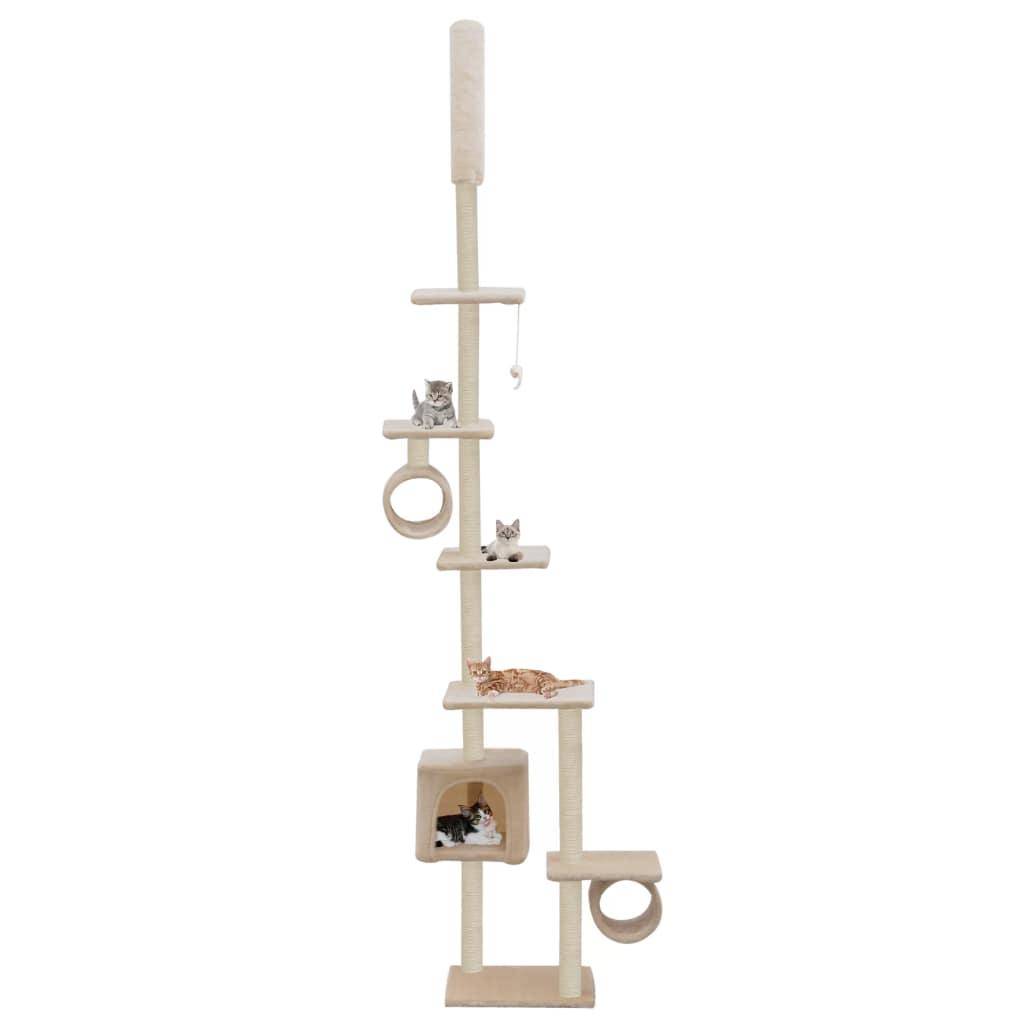 Helloshop26 - Arbre à chat griffoir grattoir niche jouet animaux peluché en sisal 260 cm beige - Imagen 1