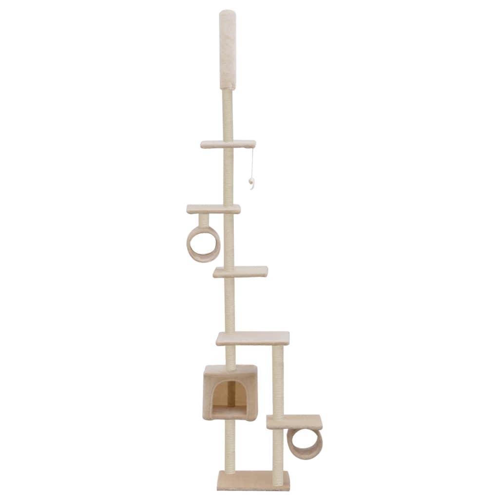 Helloshop26 - Arbre à chat griffoir grattoir niche jouet animaux peluché en sisal 260 cm beige - Imagen 3
