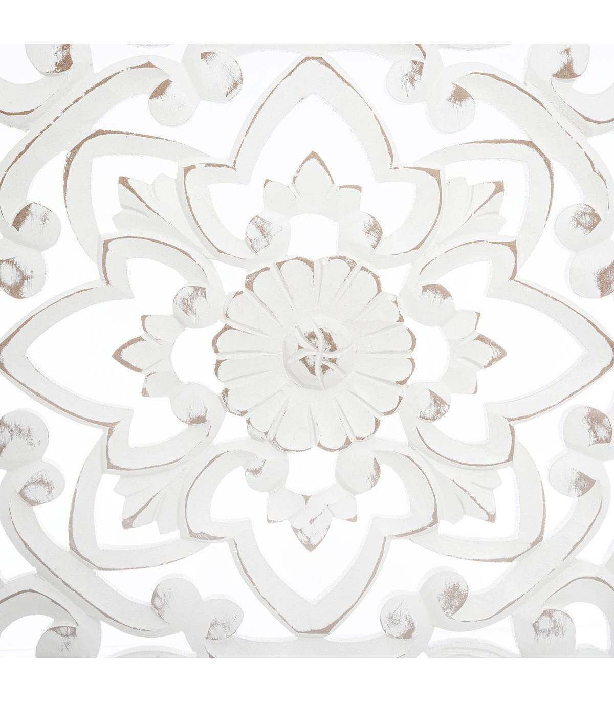 Décoration murale en Bois Blanc sculpté aspect vieilli 85 x 45 cm - Imagen 2