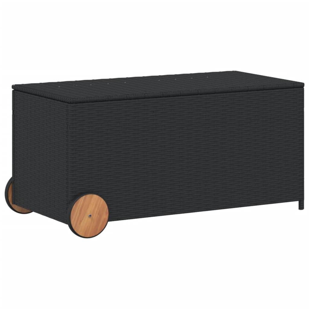 Coffre de rangement - Boîte de rangement extérieure - Coffre de jardin et roues noir 190L résine tressée - Image 1