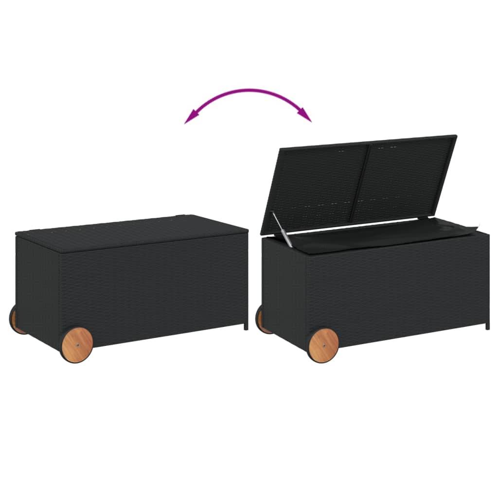 Coffre de rangement - Boîte de rangement extérieure - Coffre de jardin et roues noir 190L résine tressée - Image 7