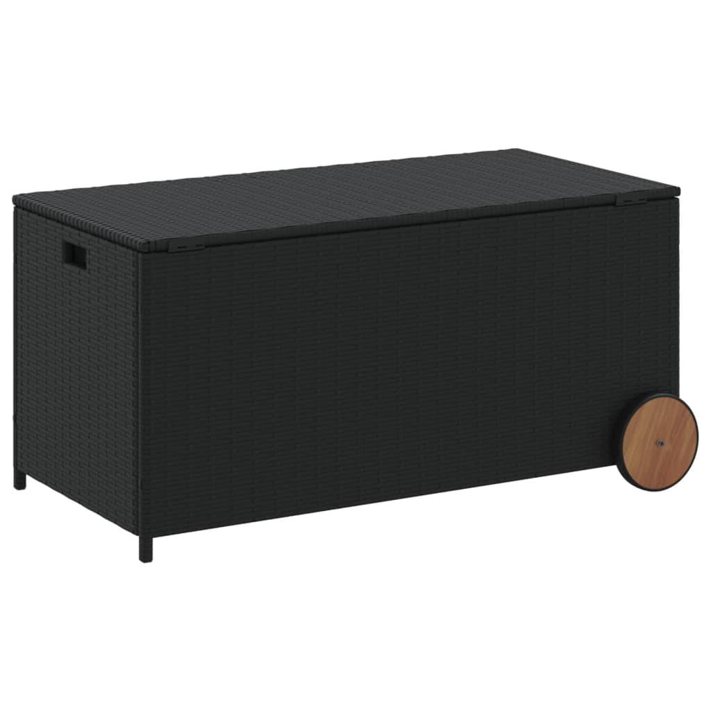 Coffre de rangement - Boîte de rangement extérieure - Coffre de jardin et roues noir 190L résine tressée - Image 6