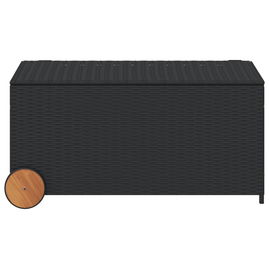 Coffre de rangement - Boîte de rangement extérieure - Coffre de jardin et roues noir 190L résine tressée - Image 4