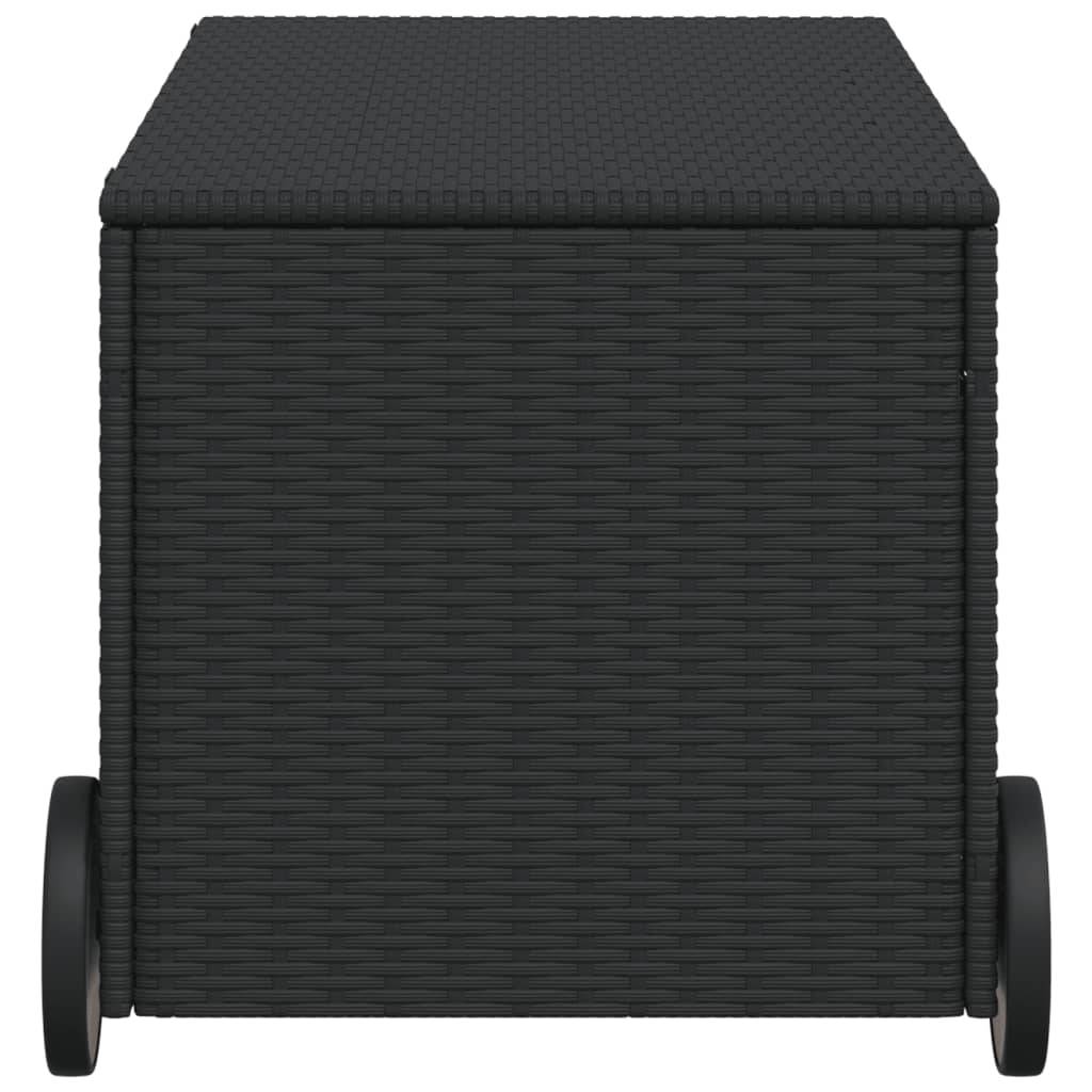 Coffre de rangement - Boîte de rangement extérieure - Coffre de jardin et roues noir 190L résine tressée - Image 5