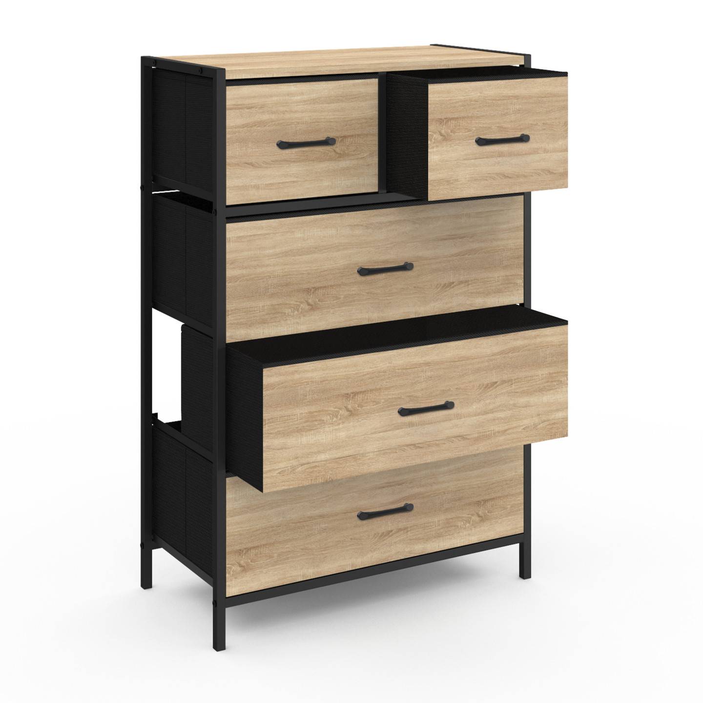 Chiffonnier 5 tiroirs en tissu UTAH 60 cm commode semainier design industriel - Image 4