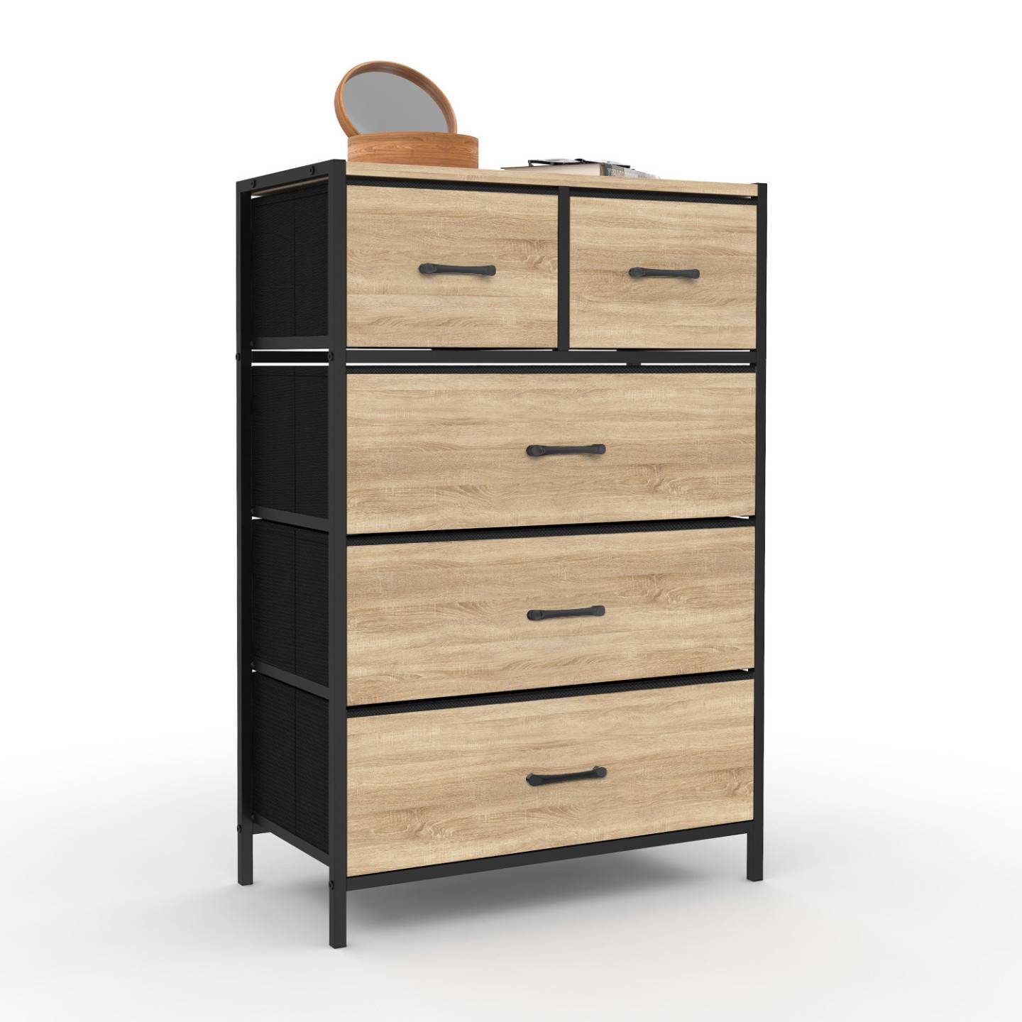 Chiffonnier 5 tiroirs en tissu UTAH 60 cm commode semainier design industriel - Image 2