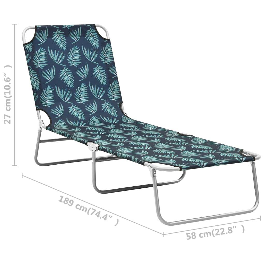 Vidaxl - Chaise longue pliable acier et tissu motif de feuilles vidaXL 310331 - Image 3