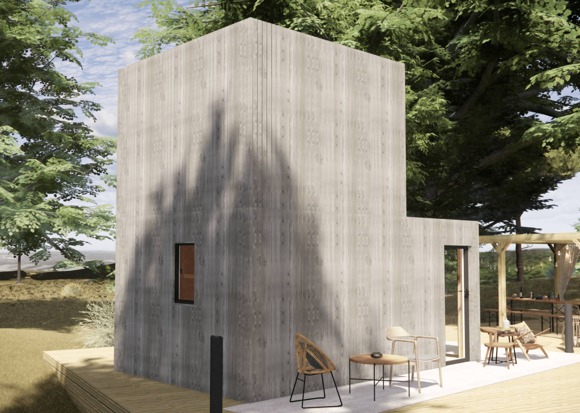 Studio de jardin 4 saisons en bois 5,5 x 3,5 x 2,7 m / isolation RE2020 avec mezzanine et terrasse / menuiseries alu k-line - Image 1