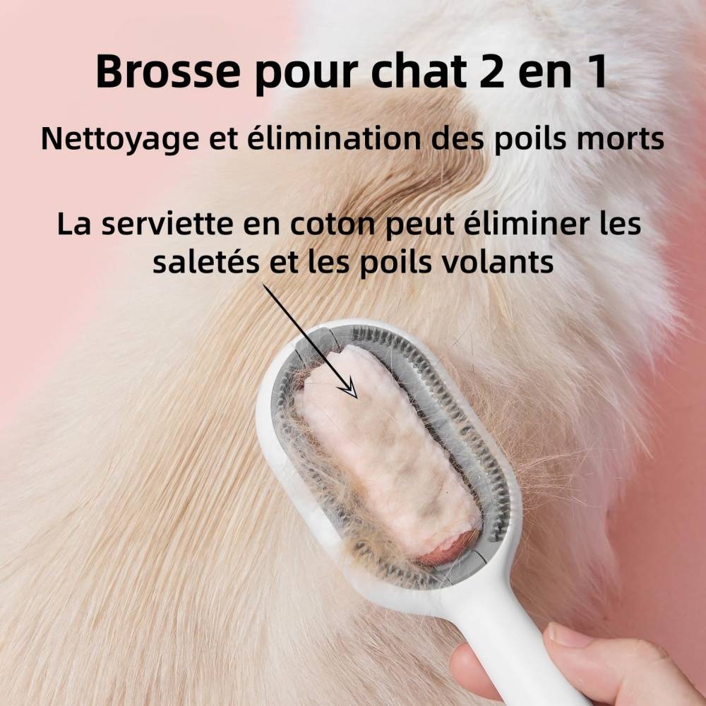 Brosse Pour Animaux Domestiques Auto-Nettoyante avec Réservoir Eau, Massage Anti-Poils Rose - Lytech - Image 2